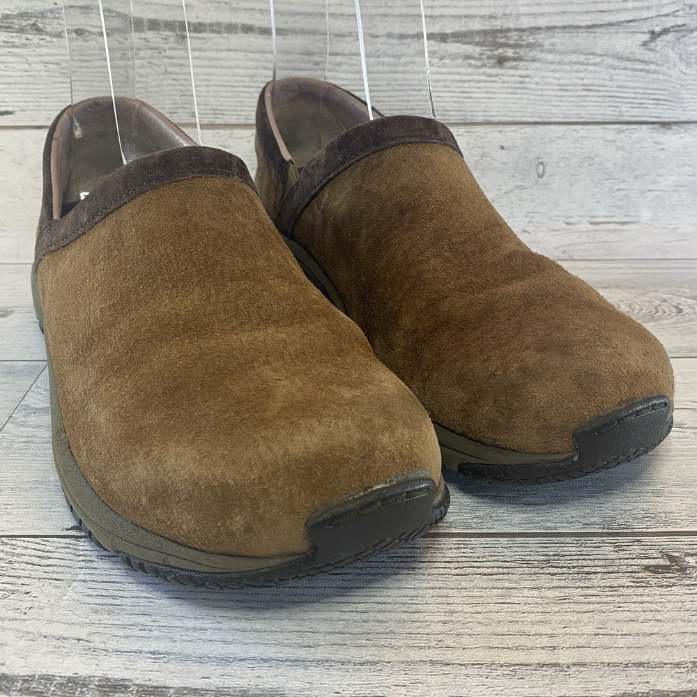 Merrell Shoes Womens 8.5 Brown Earth Suede Leather Encore Adams Slip On Clog